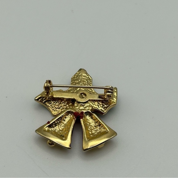 Vintage Small Red and Green Enamel Christmas Jingle Bells with Holly Dainty - Picture 3 of 4